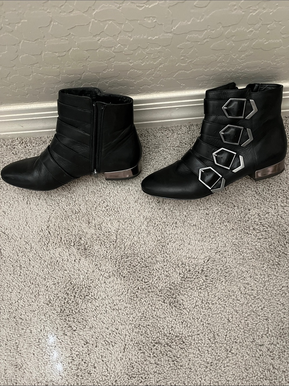 Women’s Black Ankle Boots with Decorative Buckles